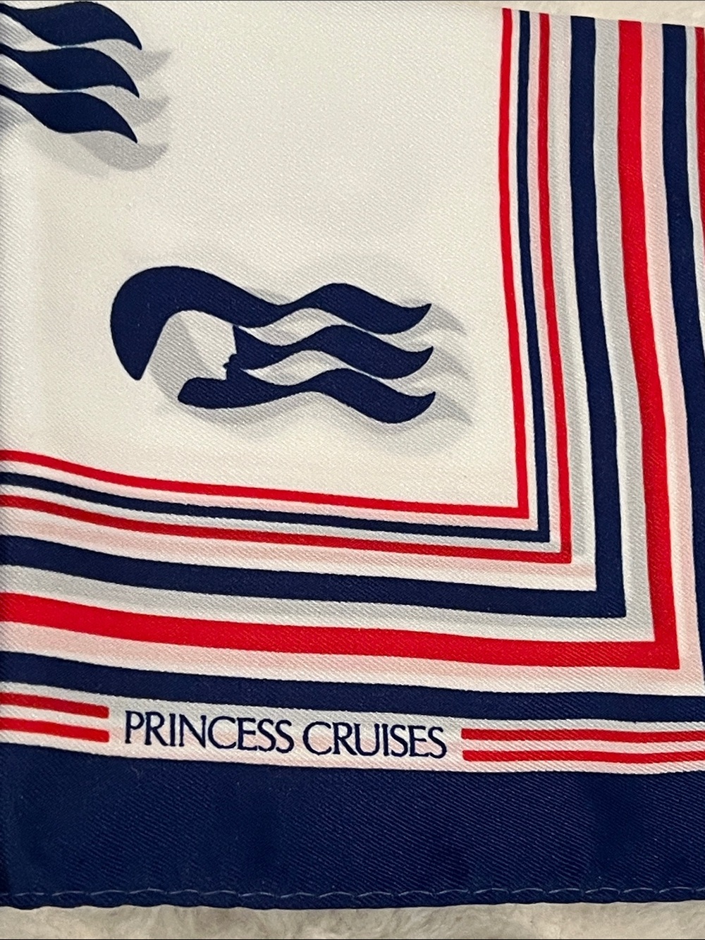 Vintage Princess Cruises Sea Witch Nautical Scarf Made in Italy Red White Blue